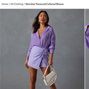 Vici- Sheridan textured collared blouse